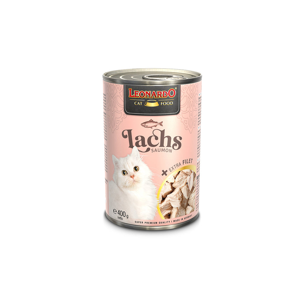 LEONARDO Salmon + Extra Fillet Wet Cat Food 400gx6