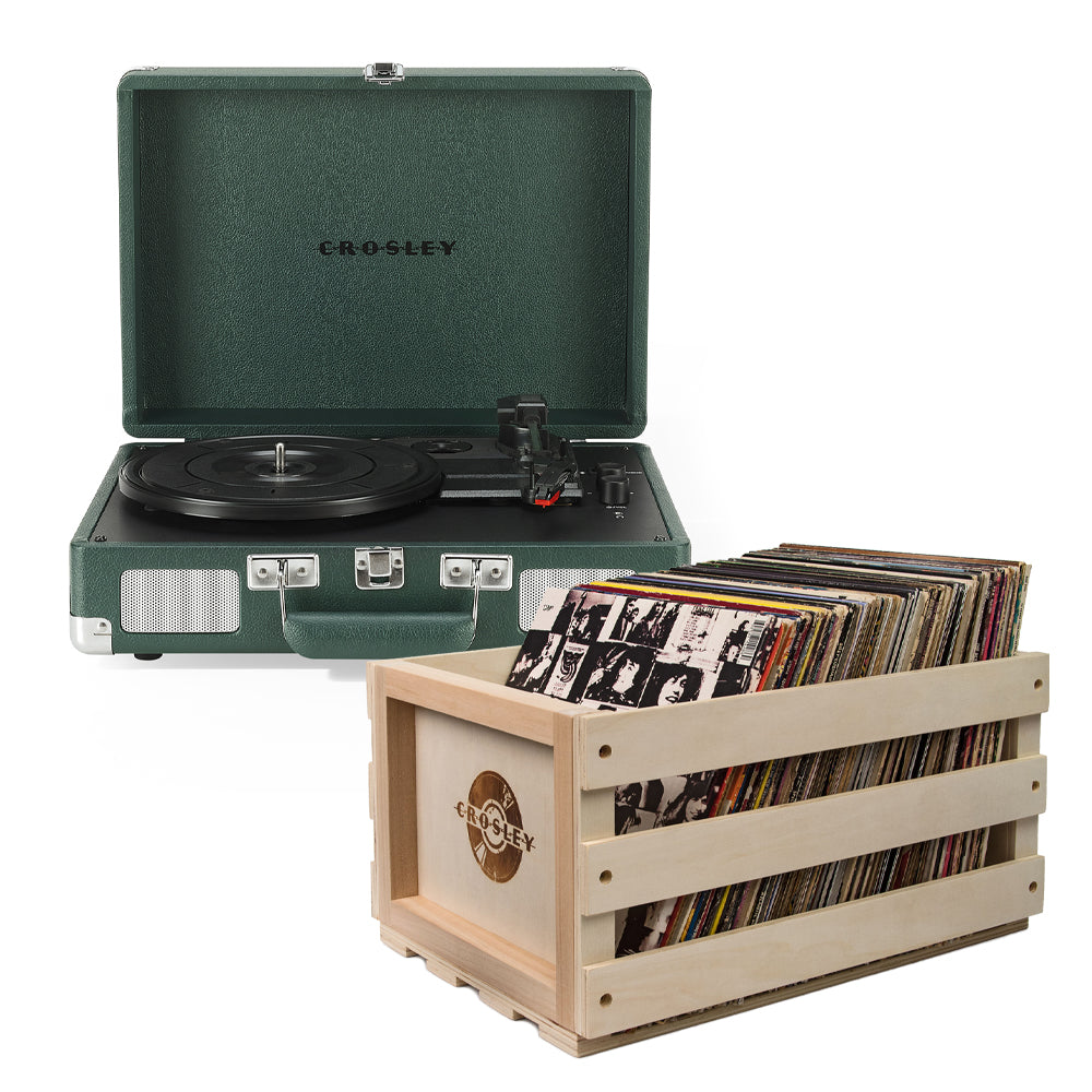 Crosley Cruiser Bluetooth Portable Turntable - Emerald Green + Bundled -