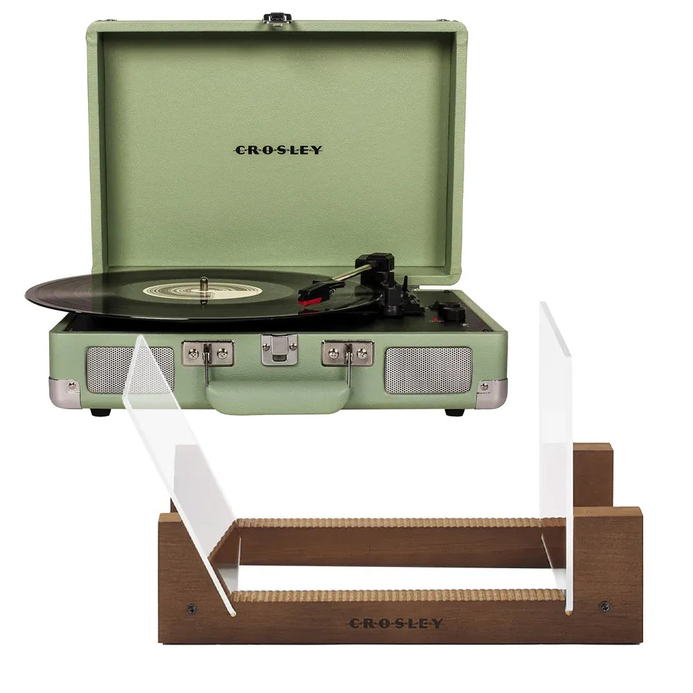Crosley Cruiser Bluetooth Portable Turntable - Mint + Bundled Crosley - Record