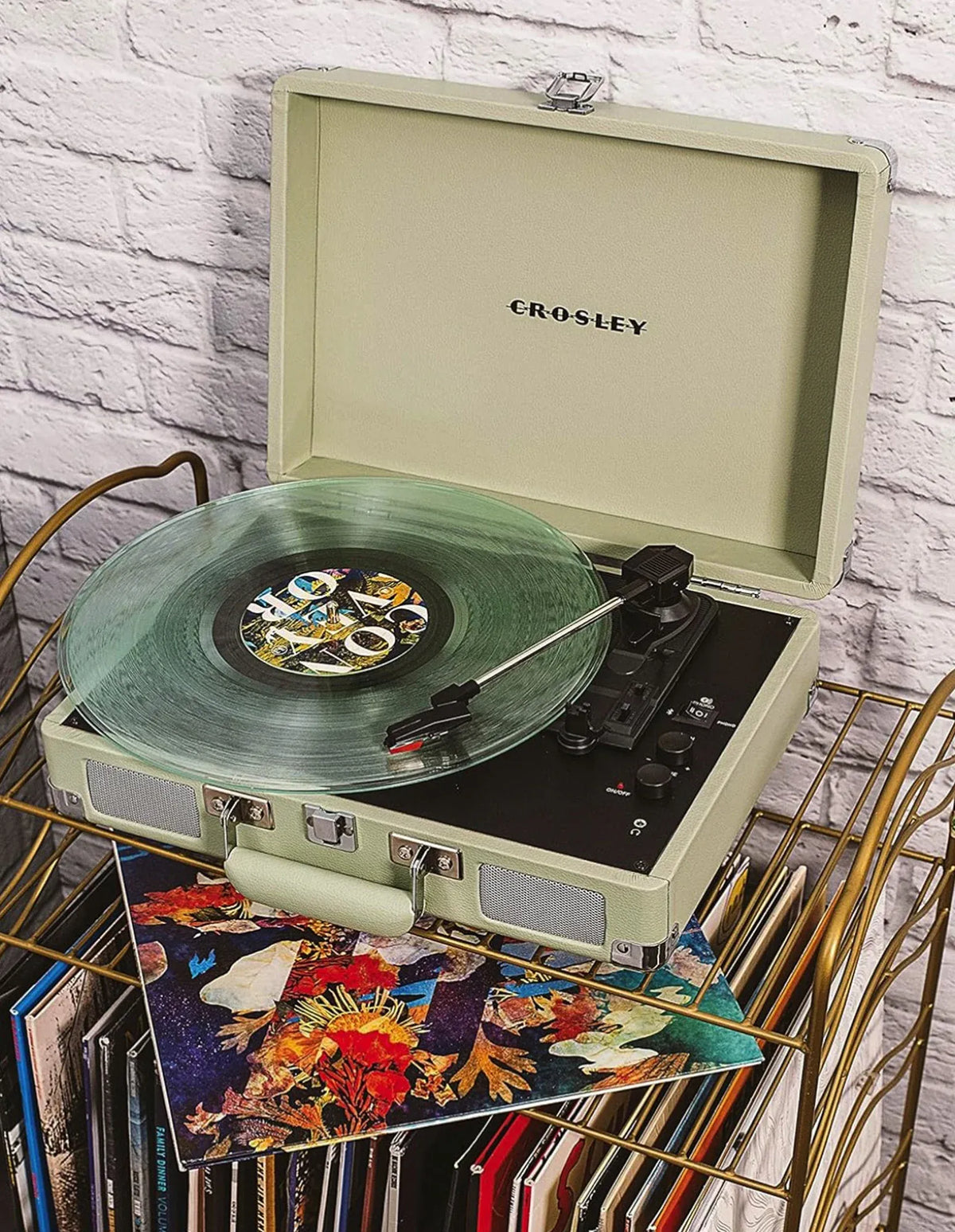 Crosley Cruiser Bluetooth Portable Turntable - Mint + Bundled Crosley - Record