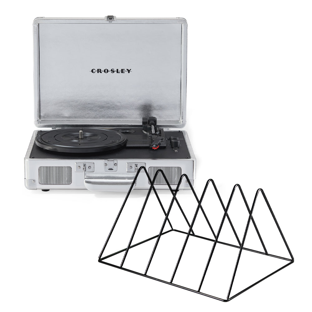 Crosley Cruiser Bluetooth Portable Turntable - Silver + Gadhouse Vinyl - Black