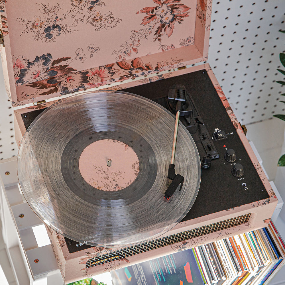 Crosley Voyager Bluetooth Portable Turntable - Floral + Bundled Record -