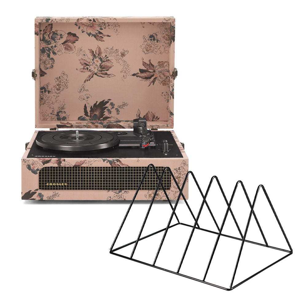 Crosley Voyager Bluetooth Portable Turntable - Floral + Gadhouse Vinyl - Black