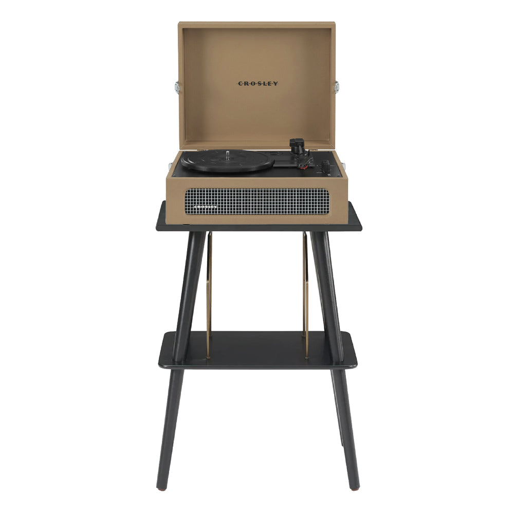 Crosley Voyager Bluetooth Portable Turntable + Entertainment Stand Bundle - Tan