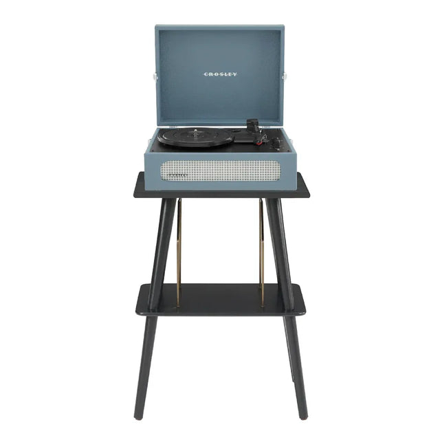 Crosley Voyager Bluetooth Portable Entertainment Stand Bundle Washed Blue
