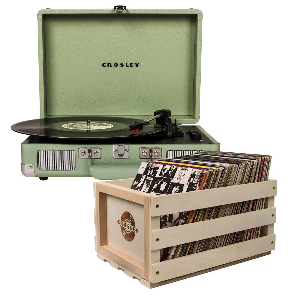 Crosley Cruiser Bluetooth Portable Turntable - Mint + Bundled Crosley - Crosley
