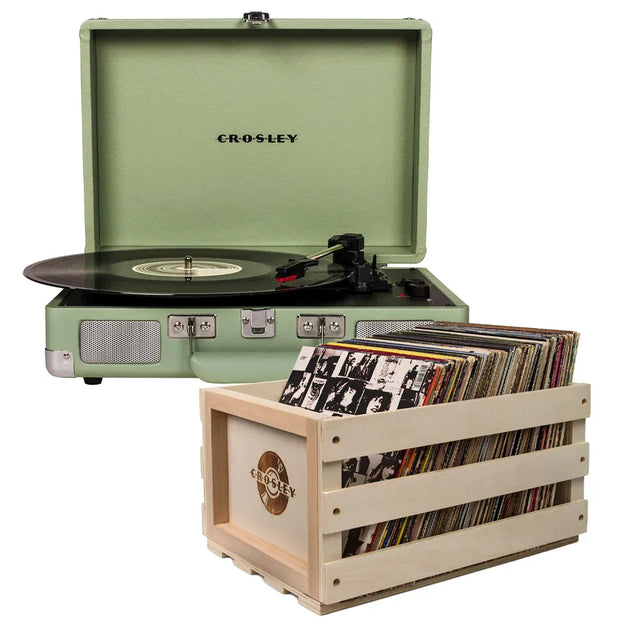 Crosley Cruiser Bluetooth Portable Turntable - Mint + Bundled Crosley - Crosley