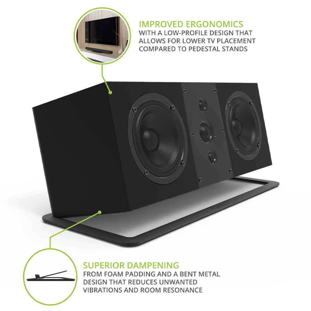 Kanto S10 Low-Profile Angled Sound Bar and Center Channel Speaker - Stand for