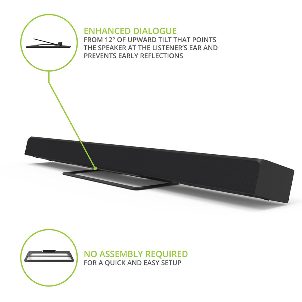 Kanto S10 Low-Profile Angled Sound Bar and Center Channel Speaker - Stand for