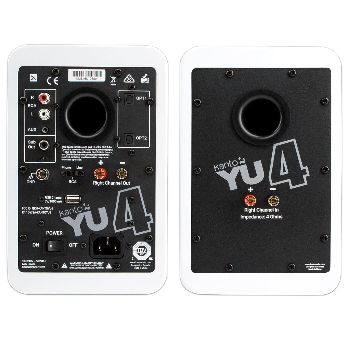Kanto YU4 140W Powered Bookshelf Speakers with Bluetooth and Phono - Pair,