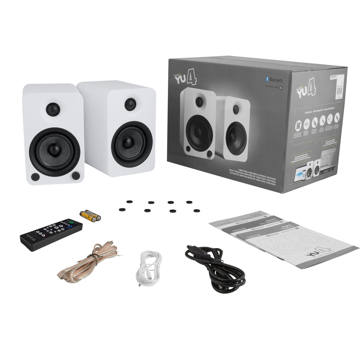 Kanto YU4 140W Powered Bookshelf Speakers with Bluetooth and Phono - Pair,