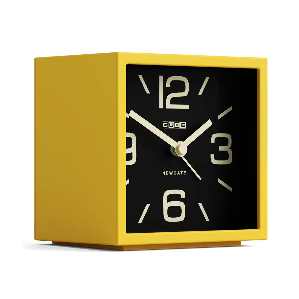 Newgate Cube Mantel Clock-Citrus Yellow