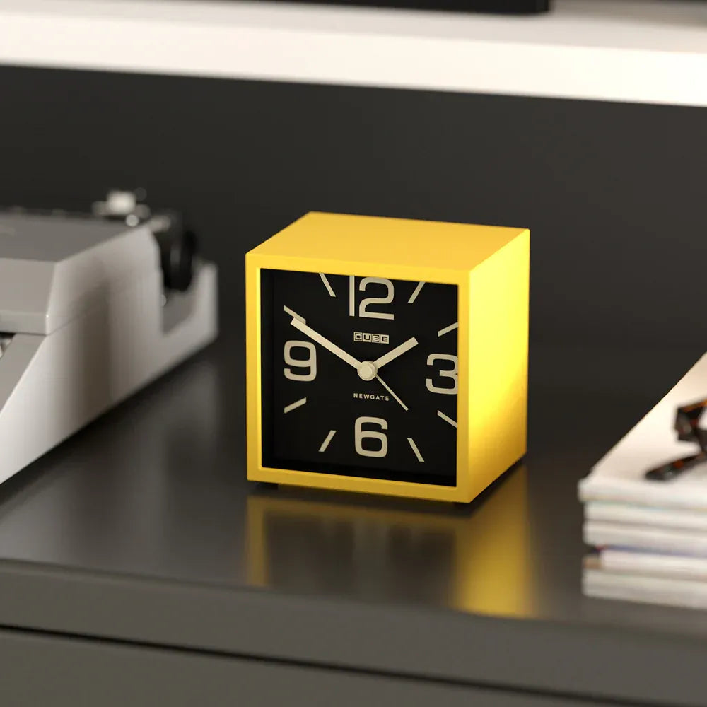 Newgate Cube Mantel Clock-Citrus Yellow