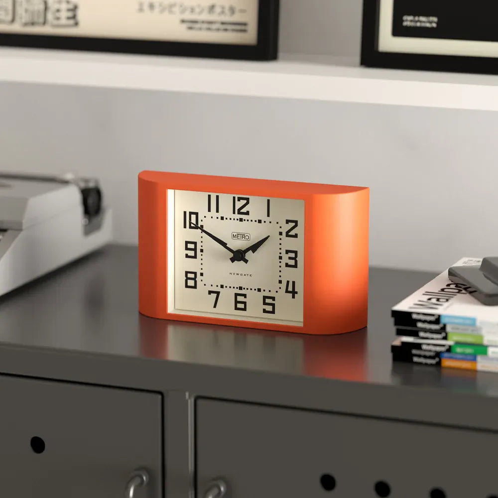 Newgate Mini Metro Mantel Clock-Pumpkin Orange