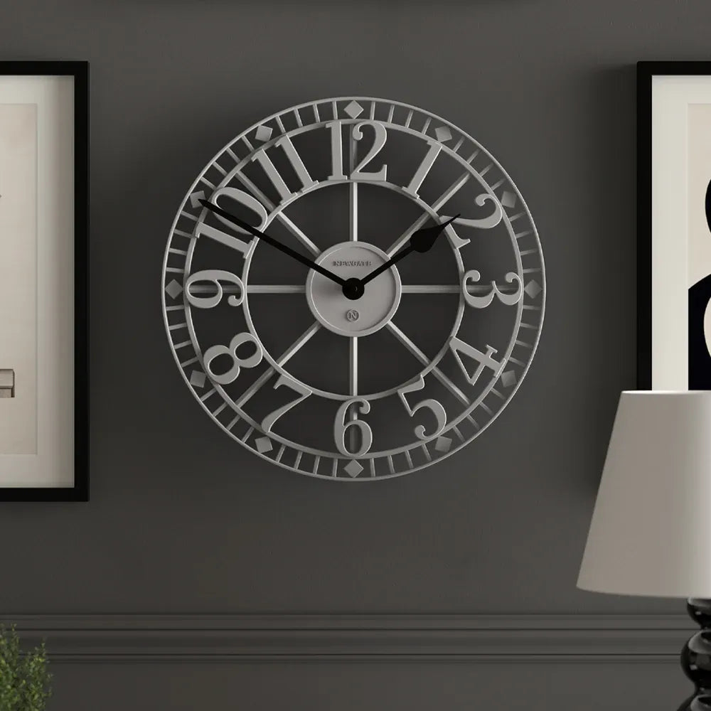 Newgate Warehouse Wall Clock-Clockwork Grey