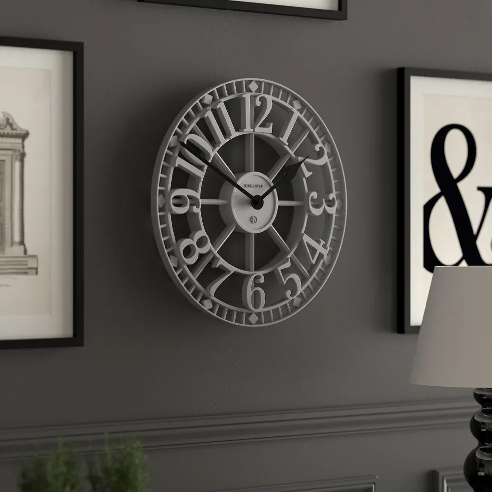 Newgate Warehouse Wall Clock-Clockwork Grey