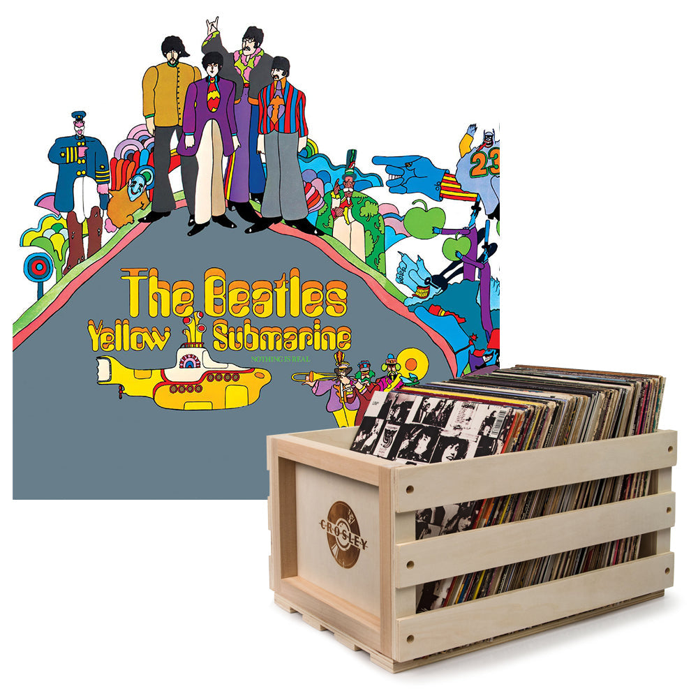 Crosley Record Storage Crate & The Beatles - Yellow Submarine - Vinyl Album