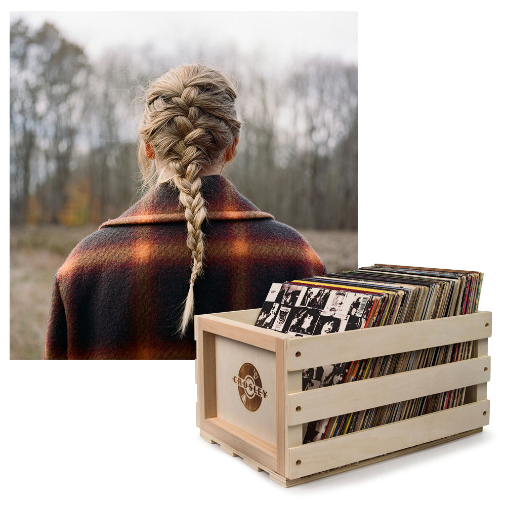 Crosley Record Storage Crate & Taylor Swift - Evermore - - Double Vinyl Album