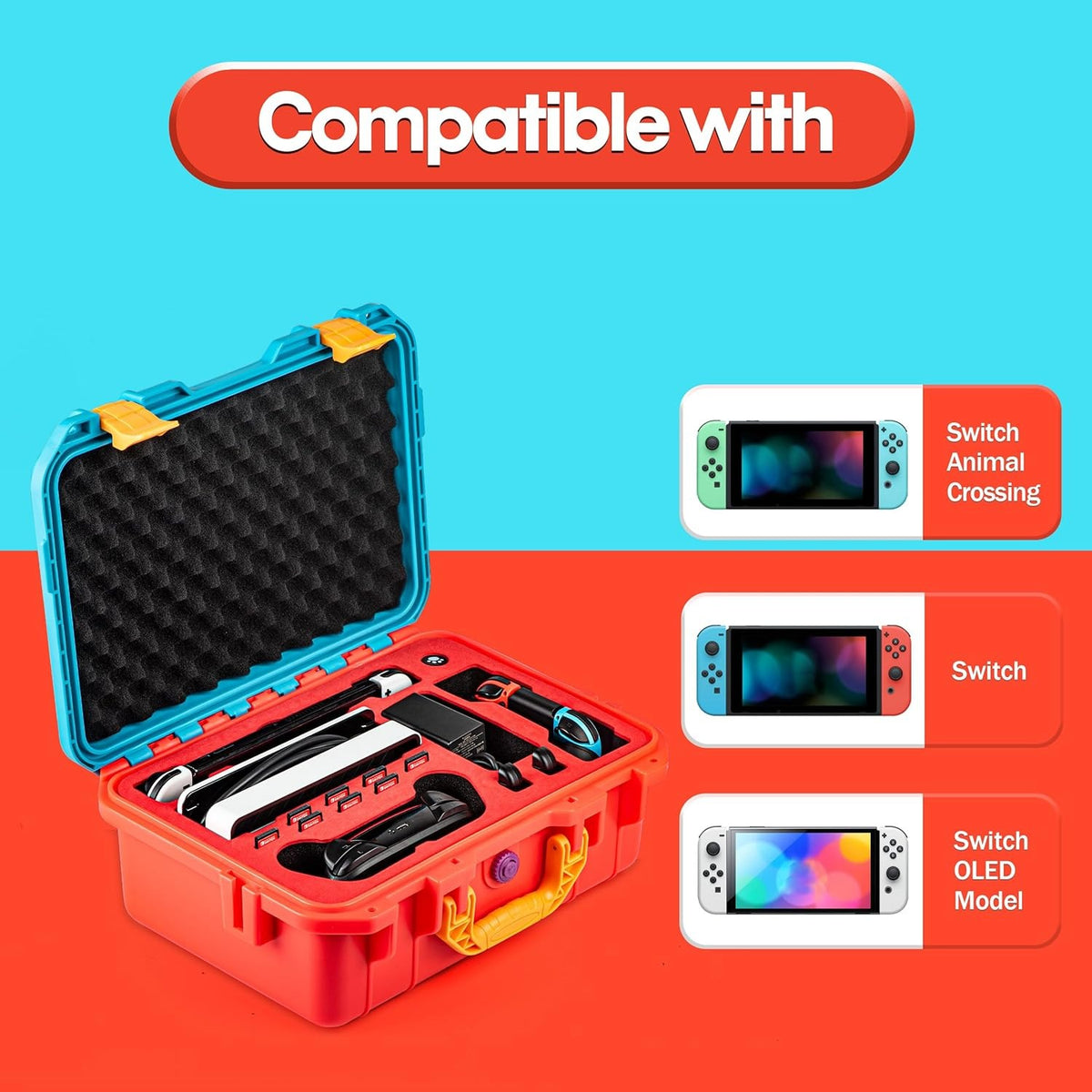 DEVASO Carrying Case for Nintendo Switch OLED Case, Professional - Red & Blue