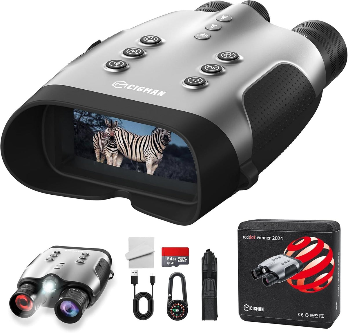 CIGMAN True 4K Night Vision Binoculars,Infrared Goggles with Full-Color Low-Light Imaging, 7-Layer Coated Lens,18H Battery for Wildlife, Security, Outdoor Adventure