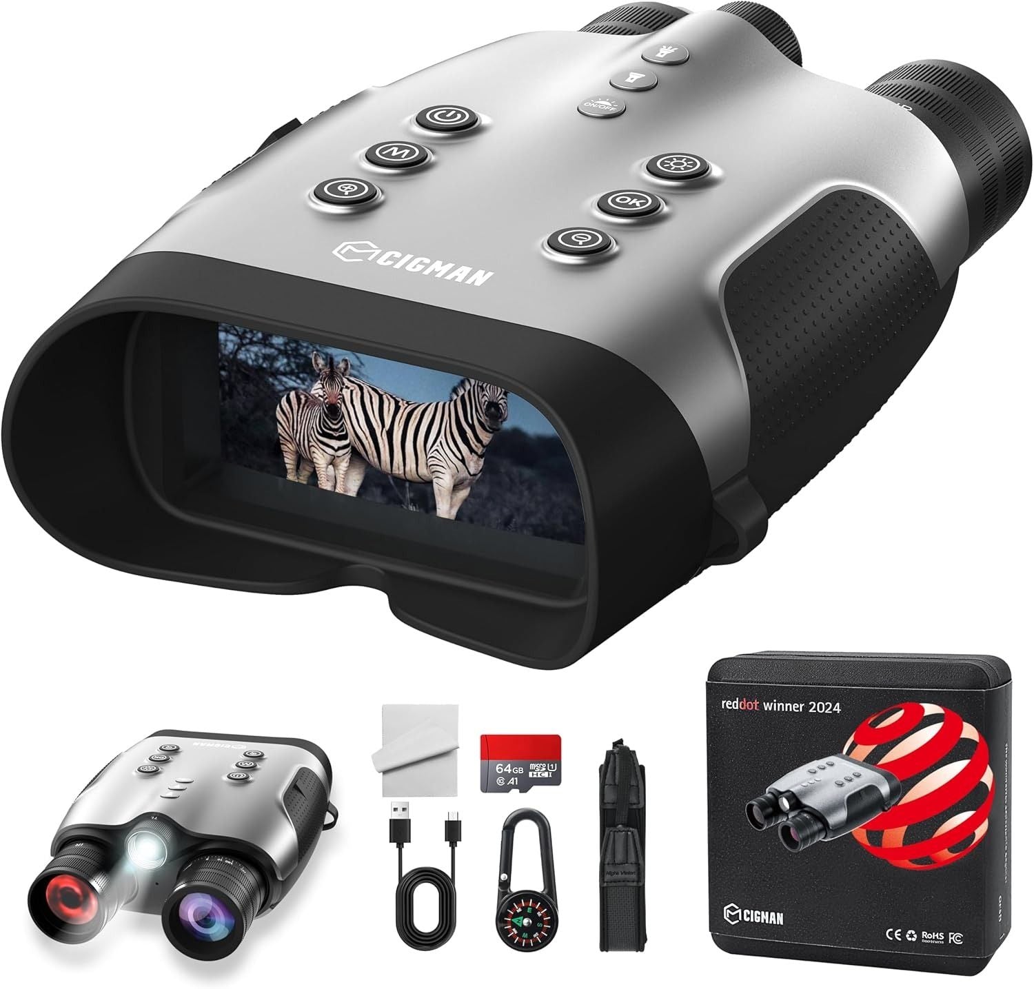 CIGMAN True 4K Night Vision Binoculars,Infrared Goggles with Full-Color Low-Light Imaging, 7-Layer Coated Lens,18H Battery for Wildlife, Security, Outdoor Adventure