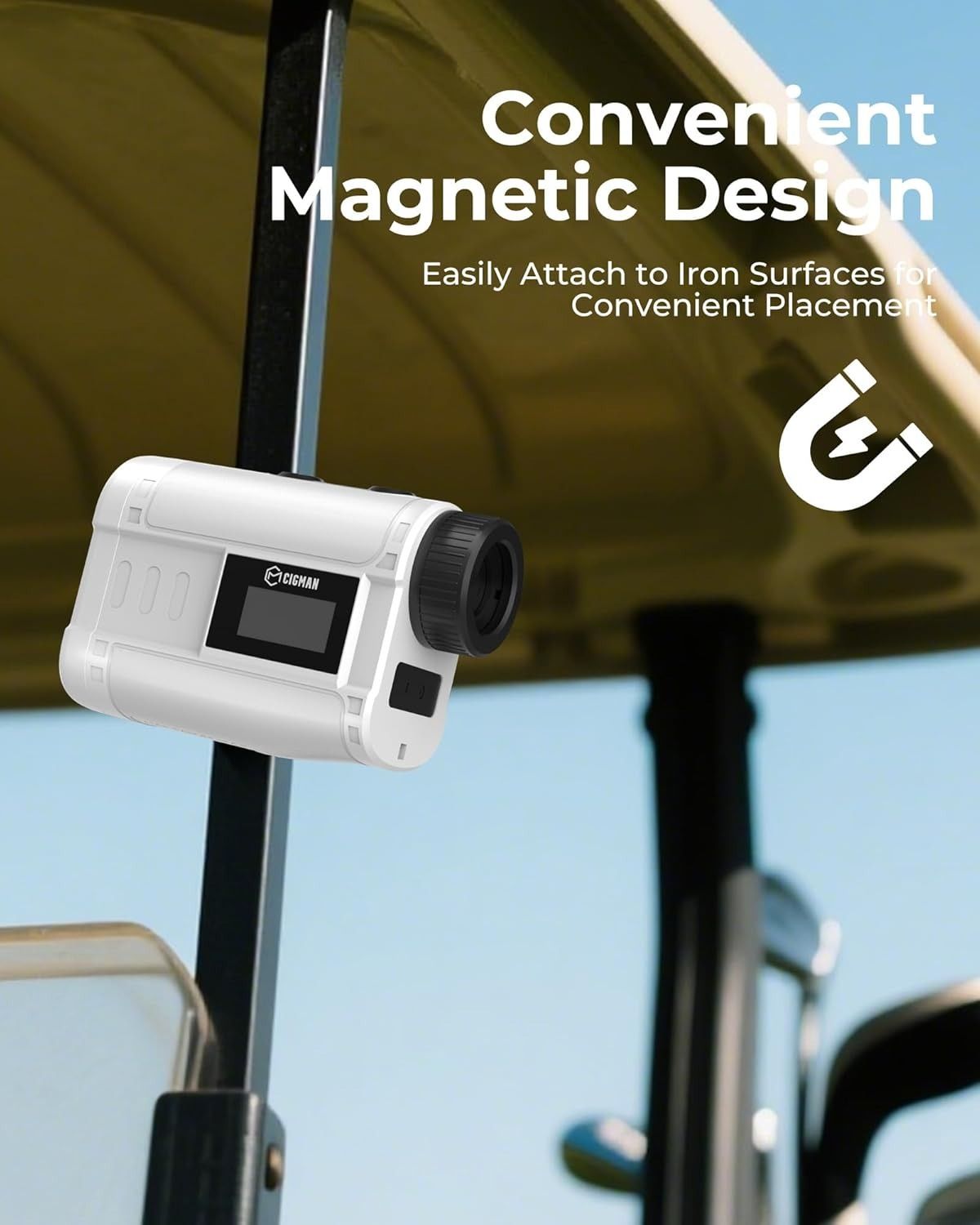 Golf Rangefinder with Slope, CIGMAN 1312 Yards Range Finder Golf, External Color Display, Flag Lock Vibration, 6X Magnification, Rechargeable Laser Range Finder with Magnetic