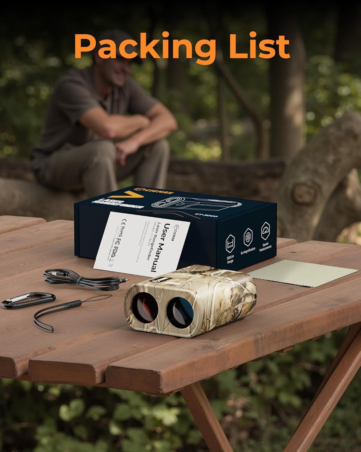 Ultra Long Range & Fast Accuracy: CIGMAN upgraded range finder measures from 5 to 3280 yards with an accuracy of ±1 yard, giving you reliable data in under 1 second. The multi-coated lens and 6x magnification deliver a bright, crisp view, even in dense wo