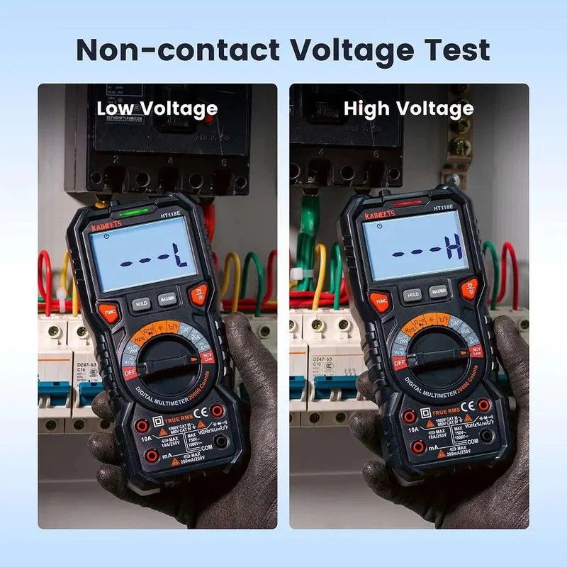 KAIWEETS HT118E Digital Multimeter TRMS 20000 Counts with Higher Resolution Auto-Ranging Voltmeter Accurately Measures Voltage Current Resistance Diodes Continuity Duty-Cycle Capacitance Temperature HT118E