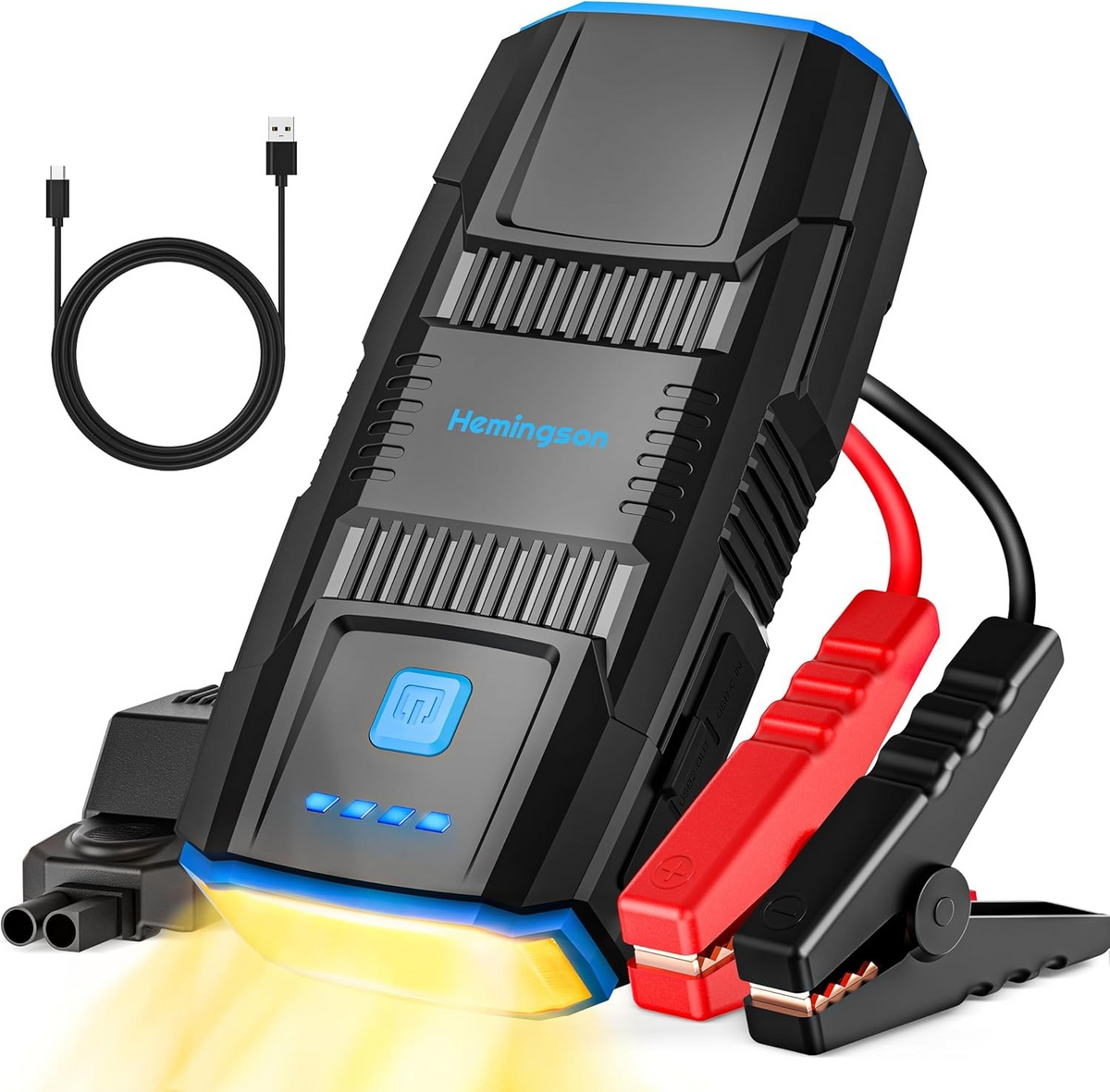 HEMINGSON 2000A Peak Battery Jump Starter Portable with 4 Modes LED Lights