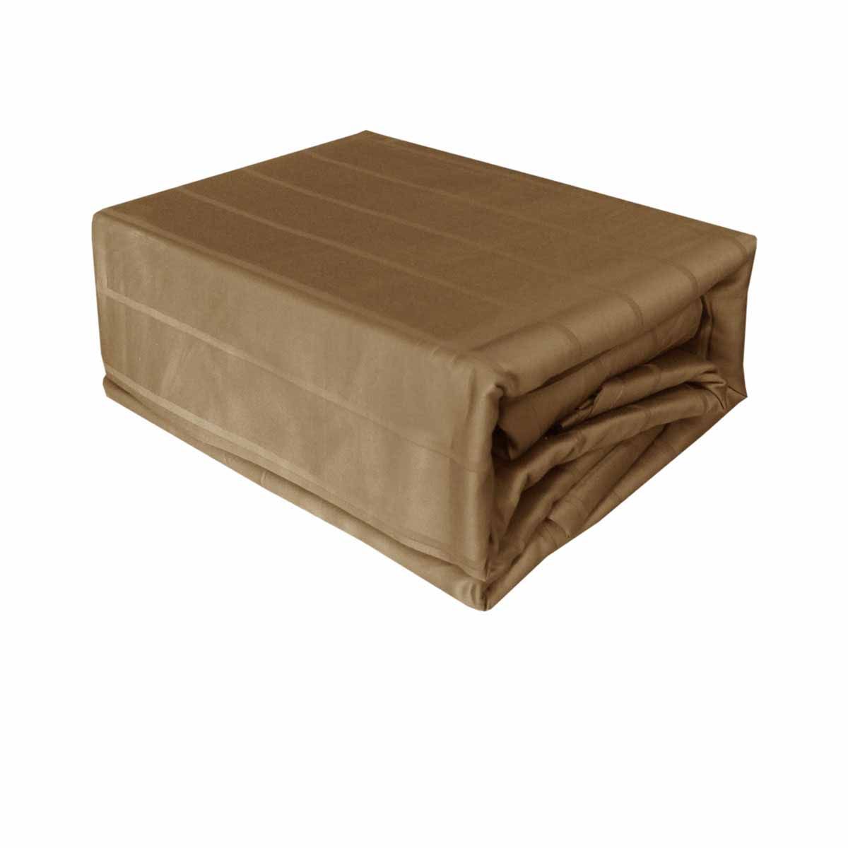 Golden Brown 800TC Luxury Cotton Self-Stripe Sheet Set King 40 cm Wall King