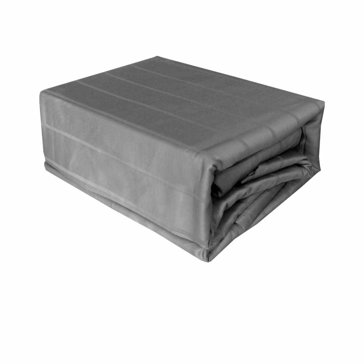 Grey 800TC Luxury Cotton Self-Stripe Sheet Set King 40 cm Wall King