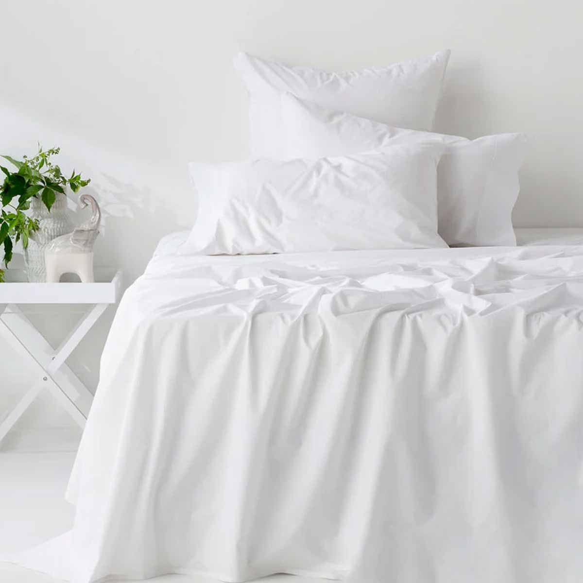 400TC Organic Cotton Premium White Sheet Set Long-Staple Commercial-Grade Durability Queen