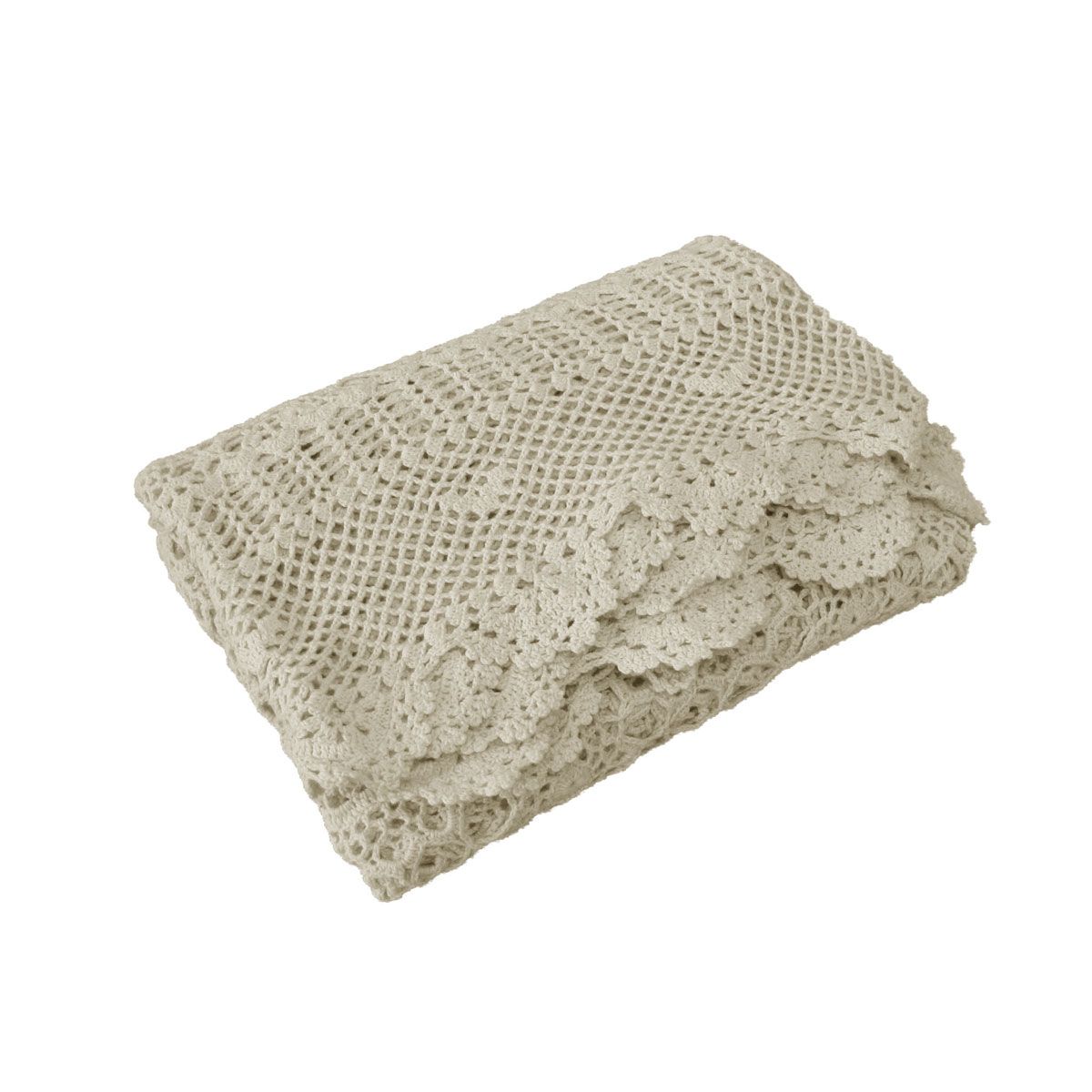 Linen Knitted Crochet Cotton Tablecloth Square 137 x 137cm Scalloped Edge 4-Seater