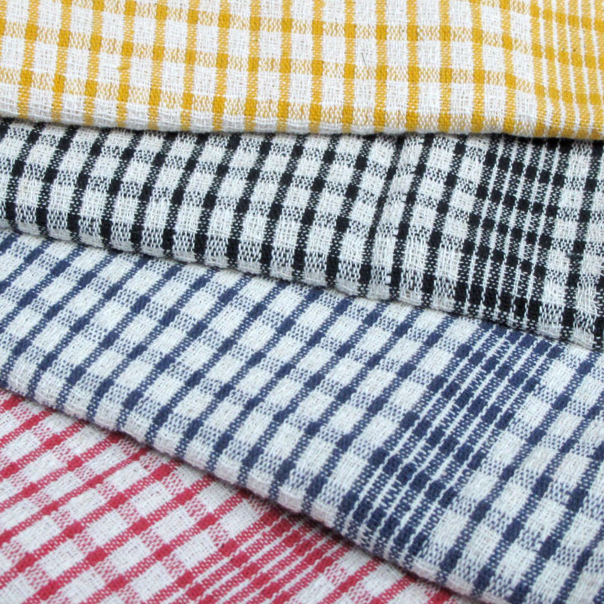 Hotel Living Set of 2 Jumbo Cotton Check Tea Towels 60x90cm Navy
