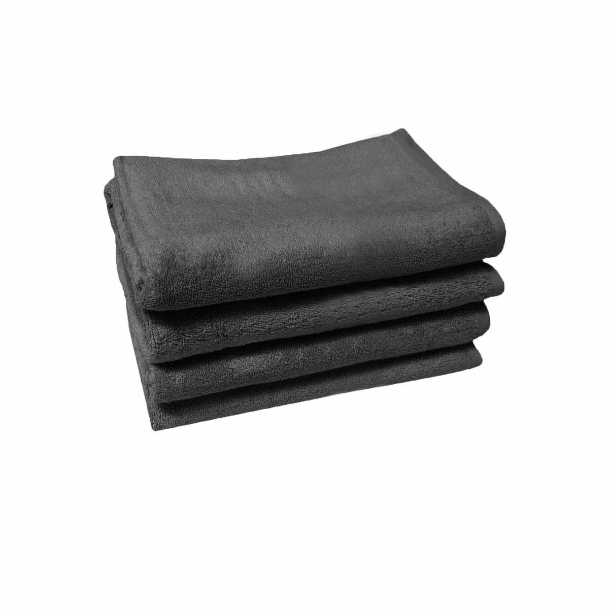 500GSM Set of 4 Combed Cotton Bath Towels Plain 70 x 140 cm Plain Charcoal