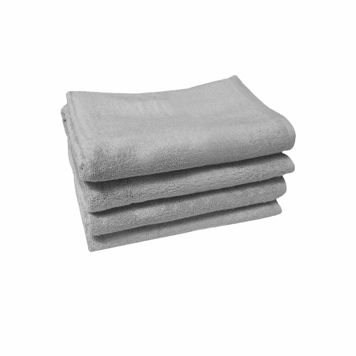 500GSM Set of 4 Combed Cotton Bath Towels Plain 70 x 140 cm Plain Silver