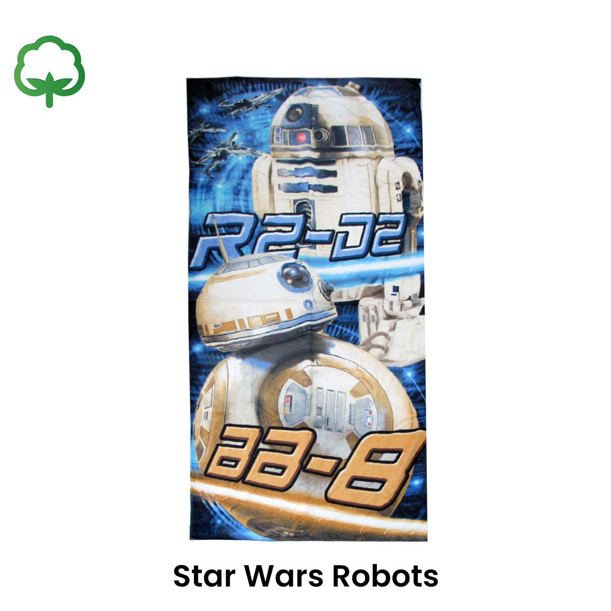 Teen Cool Theme Cotton Beach Towel 70 x 140 cm Star Wars Robots R2-D2 BB-8