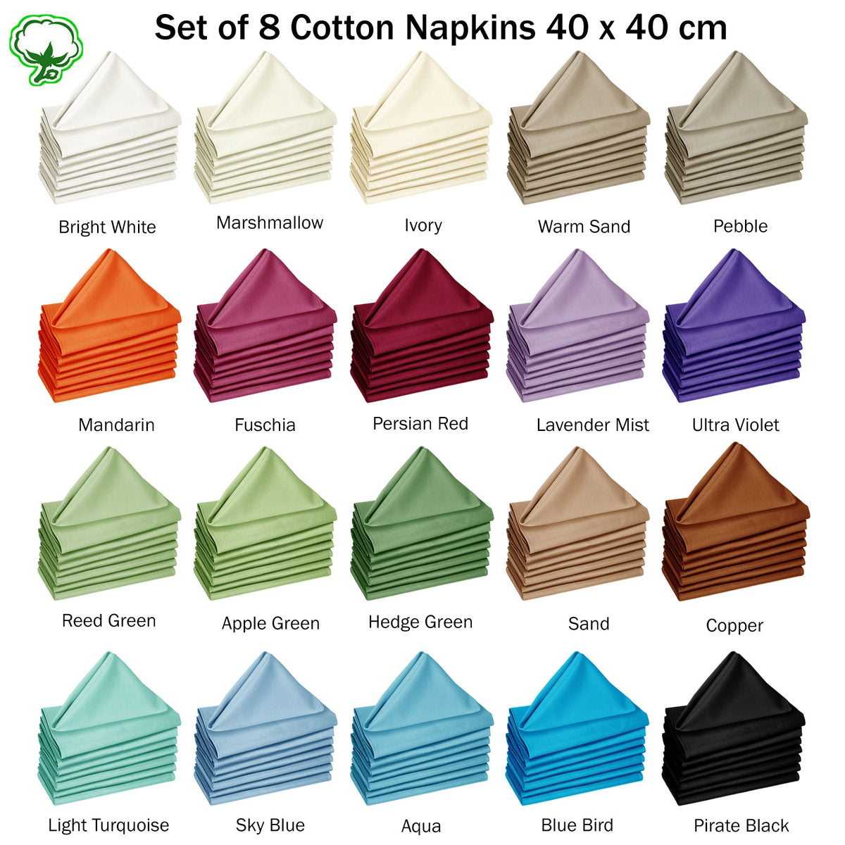 Hoydu Set of 8 Cotton OR Poly Cotton Napkins Copper