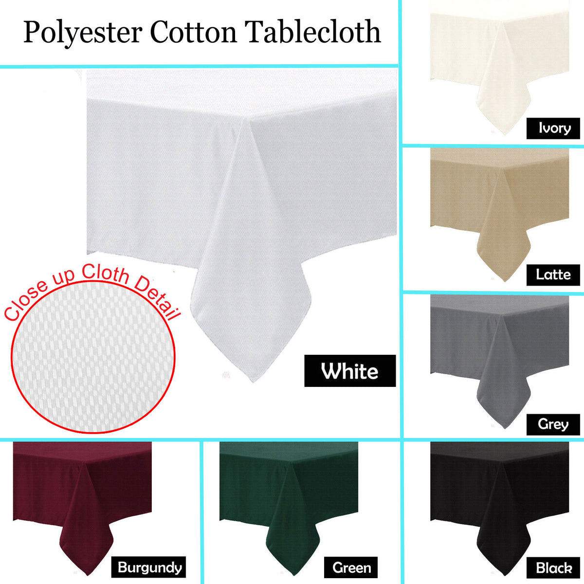 Polyester Cotton Tablecloth Burgundy 180 cm Round