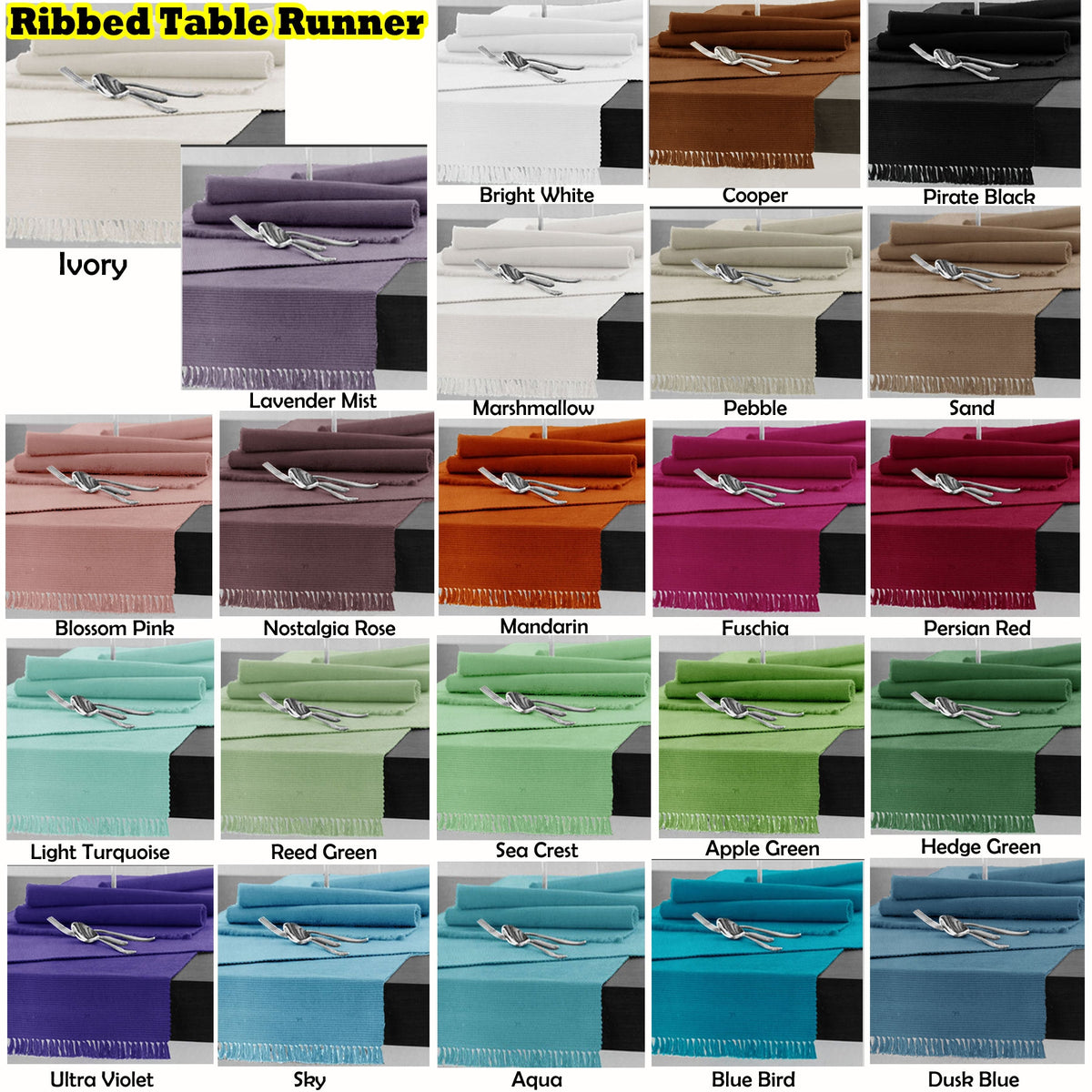 Hoydu Cotton Ribbed Table Runner 45cm x 150cm - FUSCHIA