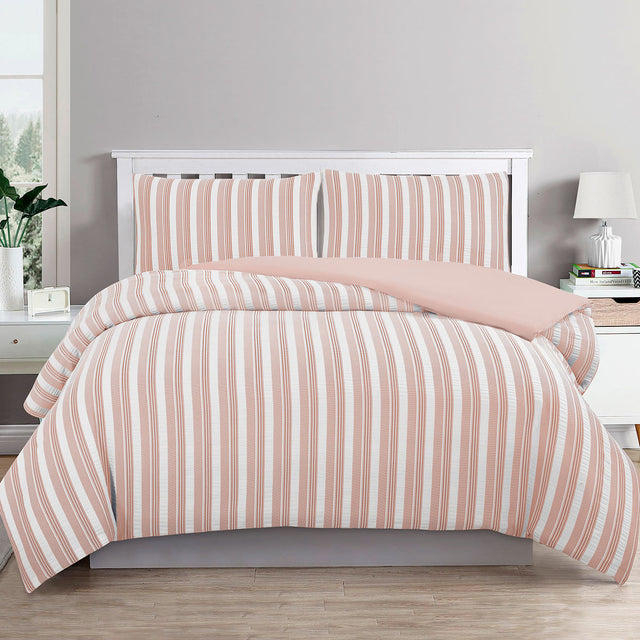 - Rose Dust (Similar to Peach color) Seersucker Waffle Quilt Cover Set Queen