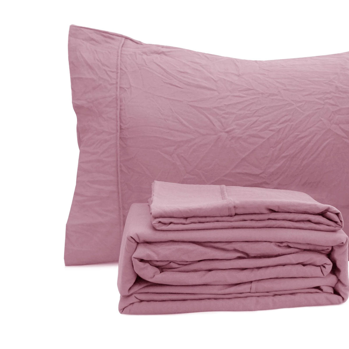 Ramesses Classic Rose Pebble Wash Linen Look Alternative Sheet Set King Single