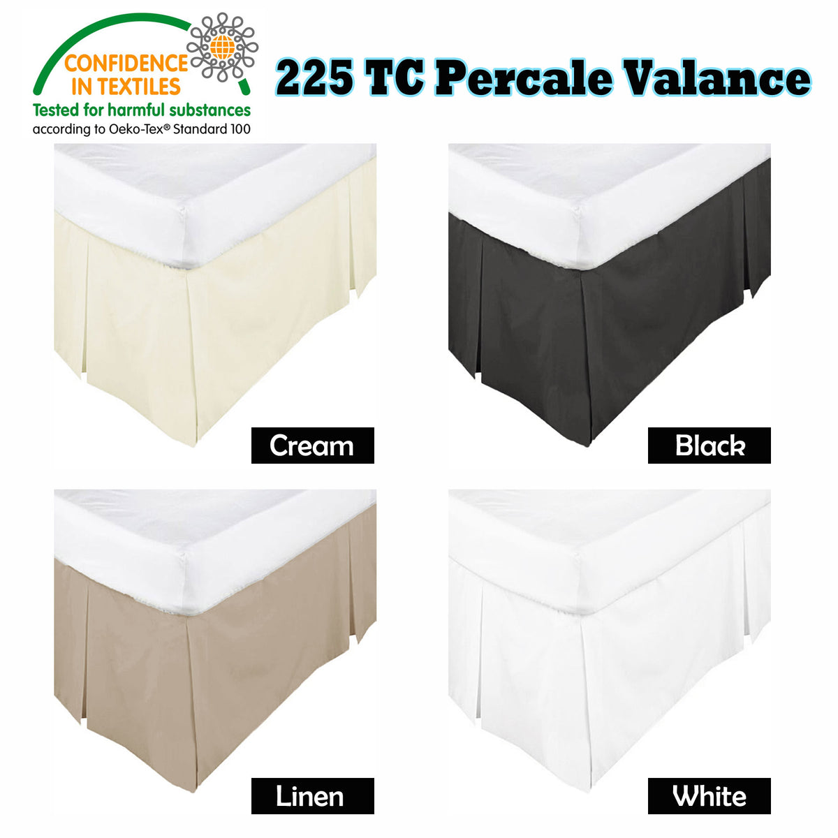 KINGDOM Box Pleated Valance Linen - SINGLE