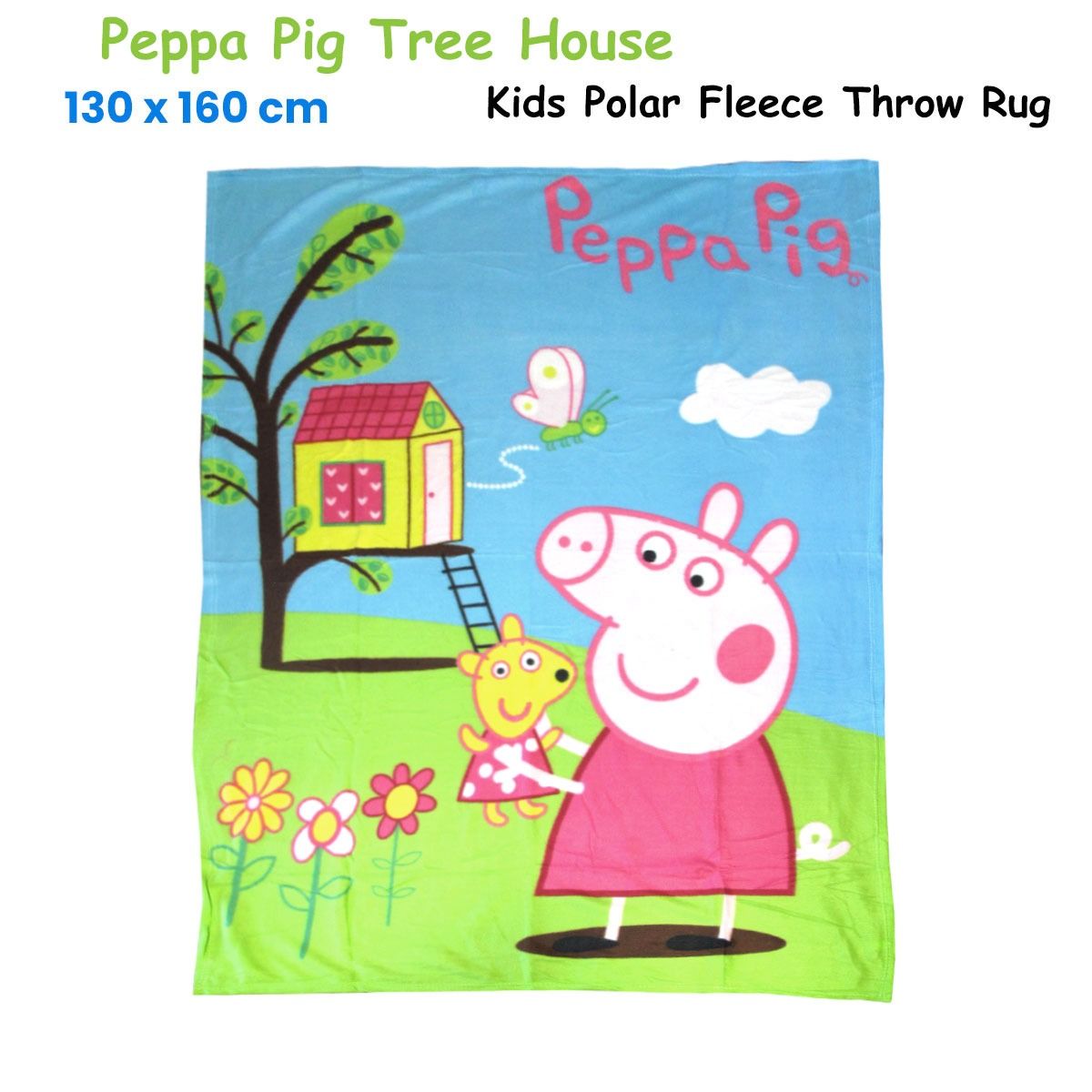 Peppa Pig Tree House Printed Polar Fleece Throw Rug 130 x 160 cm