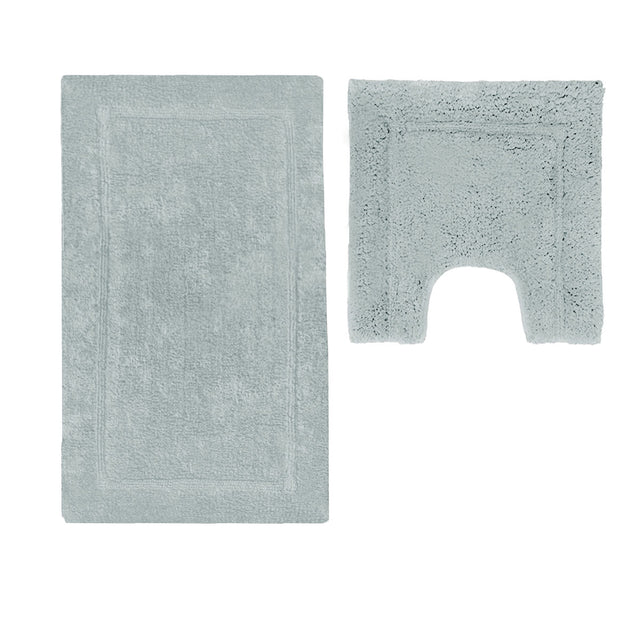 2200GSM 2 Pce Axel 100% Cotton Bath Mat Set Silver Cloud