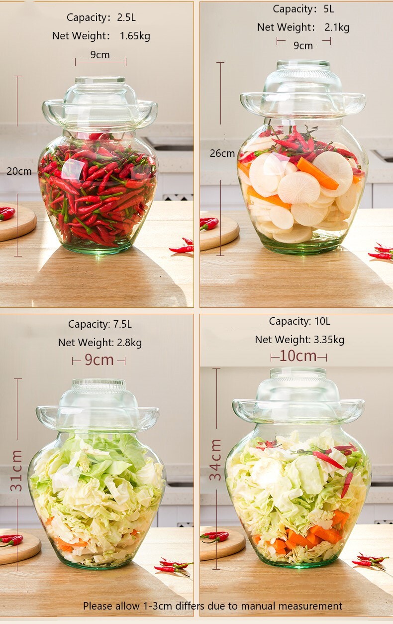 Premium Chinese and Korean Fermentation Pickle Glass Jar Kimchi Sauerkraut Canisters & Jars Medium 5L
