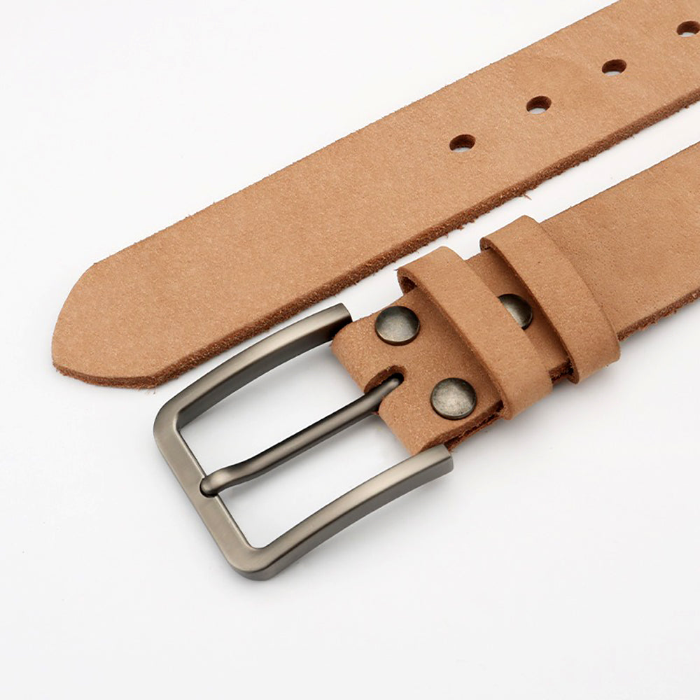 Men's Genuine Leather Belt Full Grain Cowhide Belt with Detachable Buckle