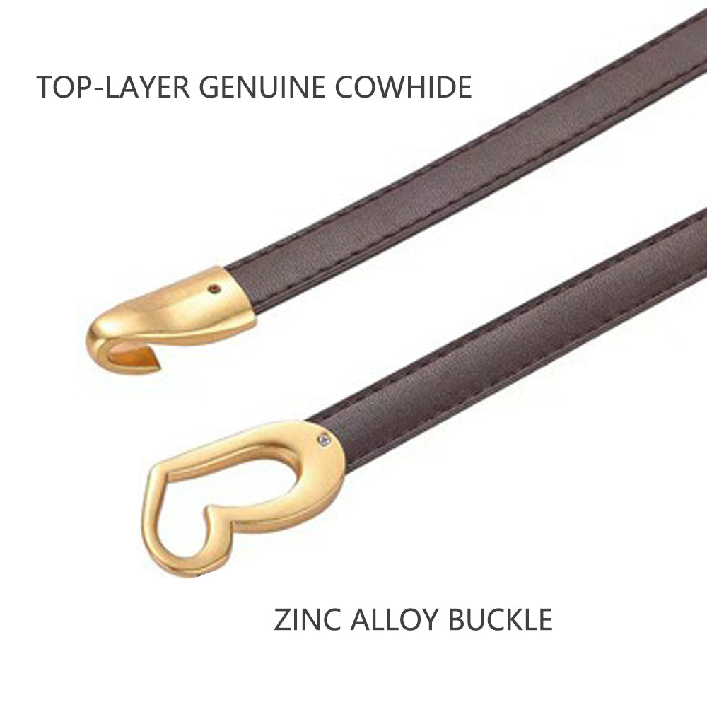 Women's Genuine Leather Thin Adjustable Waist Belt for Dresses Blazers (Black)