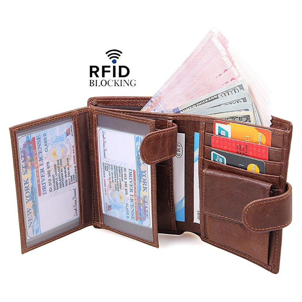 Genuine leather men wallets High-quality Multi card short… - V462-FB-77-01