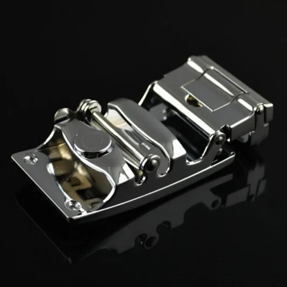 Adjustable Slide Luxury Leather Belt For Men's Automatic Buckle… - V462-FB-85-01